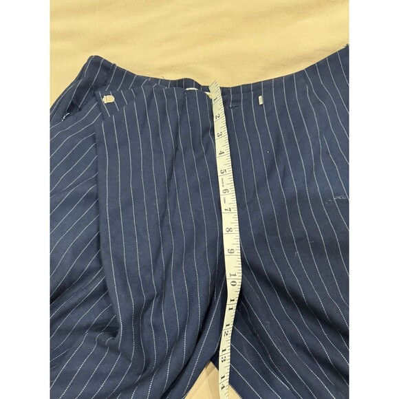 Saemdi Womens Navy L Pinstripe Overlapping Twill Free People Wide Leg Pants - Picture 7 of 11